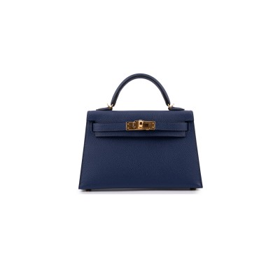 HERMÈS KELLY MINI II BLUE SAPPHIRE EPSOM (19*12*5.5cm)